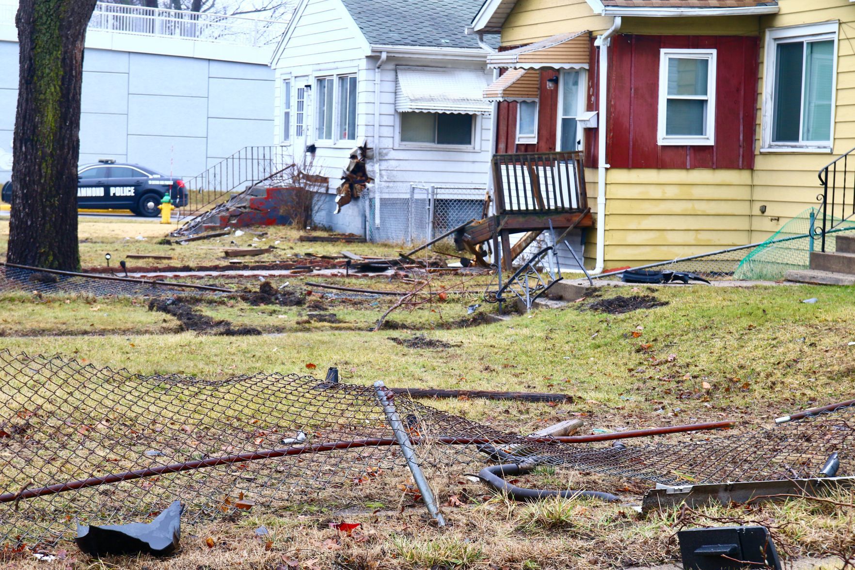 Damage in the wake of a deadly police chase